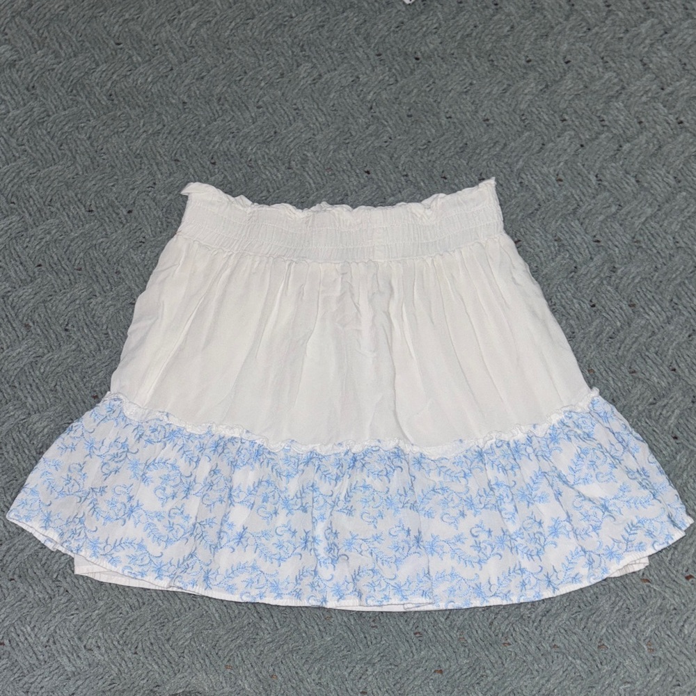 Miami White and Blue Patterned Mini Skirt